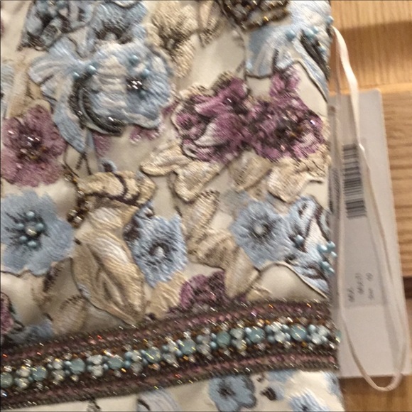 Multi Floral Print Embellished Belt Cap Sleeve - Picture 6 of 6